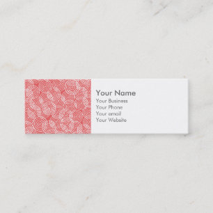 Monogram Coral Pink Ikat Circles Geometric Pattern Mini Business Card