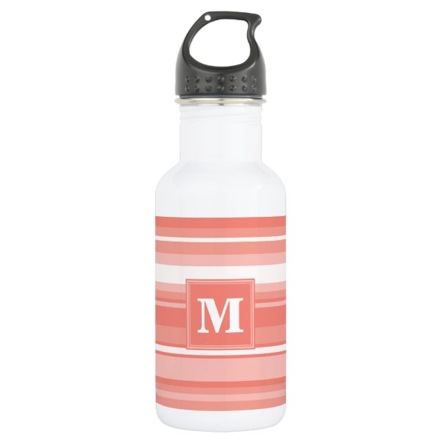 Monogram coral stripes 532 ml water bottle (Front)