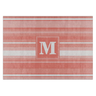 Monogram coral stripes cutting board