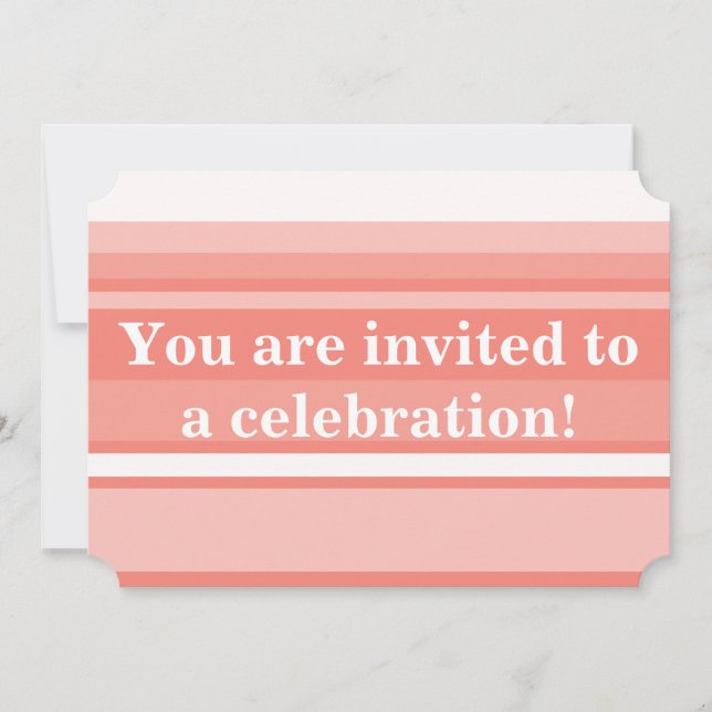 Monogram coral stripes invitation (Front)
