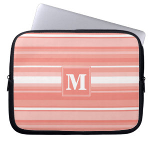 Monogram coral stripes laptop sleeve