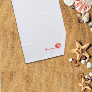 Monogram coral wavy letter A logo beach towel