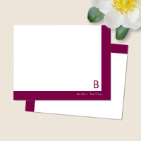 Monogram Corner Band Wine Red Personal Stationery