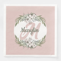 Monogram Cotton Flower Foliage Minimal design