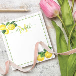 Monogram country lemons watercolor on rustic wood notepad<br><div class="desc">Freshen up your to do lists with this beautiful, chic, simple, modern, custom monogram name notepad. Fresh, rustic, country watercolor lemons and green leaves, along with grass green handwritten script typography, overlay a country, weathered white wood background. Personalise with your name and monogram initial. Makes a stylish statement every time...</div>