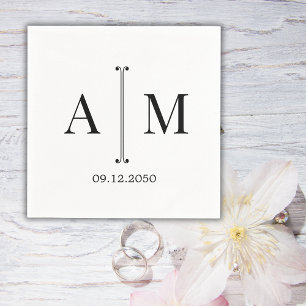 Monogram Couple Date Simple Minimal Wedding Napkin