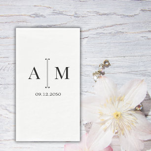 Monogram Couple Date Simple Minimal Wedding Napkin