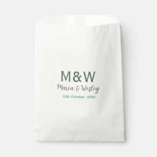 Monogram couple grey green modern romantic date si favour bag