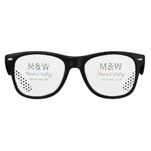 Monogram couple grey green modern romantic date si kids sunglasses