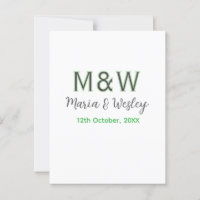 Monogram couple grey green modern romantic date si