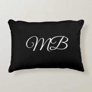 Monogram Couple Initial Black White Gift Favor Decorative Cushion