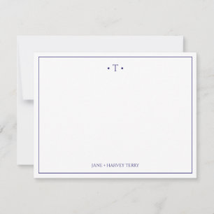 Monogram Couple Initials Royal Blue Custom Wedding Card