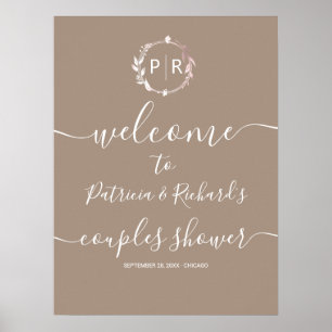 Monogram Couples Shower Welcome Sign