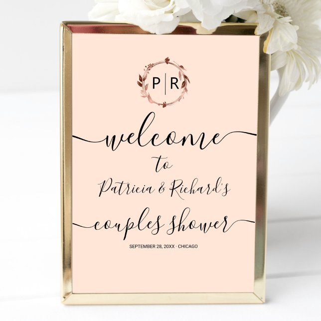 Monogram Couples Shower Welcome Sign Foam Board (Creator Uploaded)