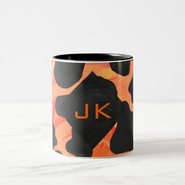 Monogram Cow Black and Orange Print Two-Tone Coffee Mug (Center)