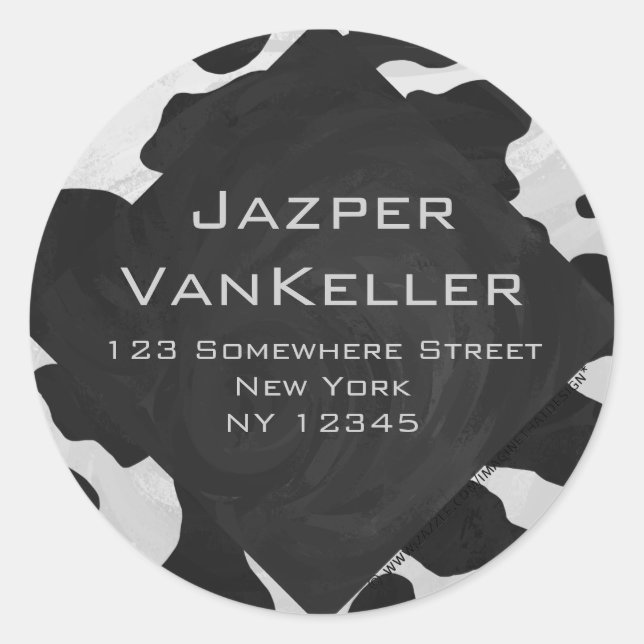 Monogram Cow Black and White Classic Round Sticker (Front)