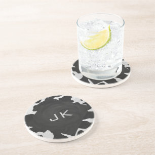 Monogram Cow Black and White Coaster