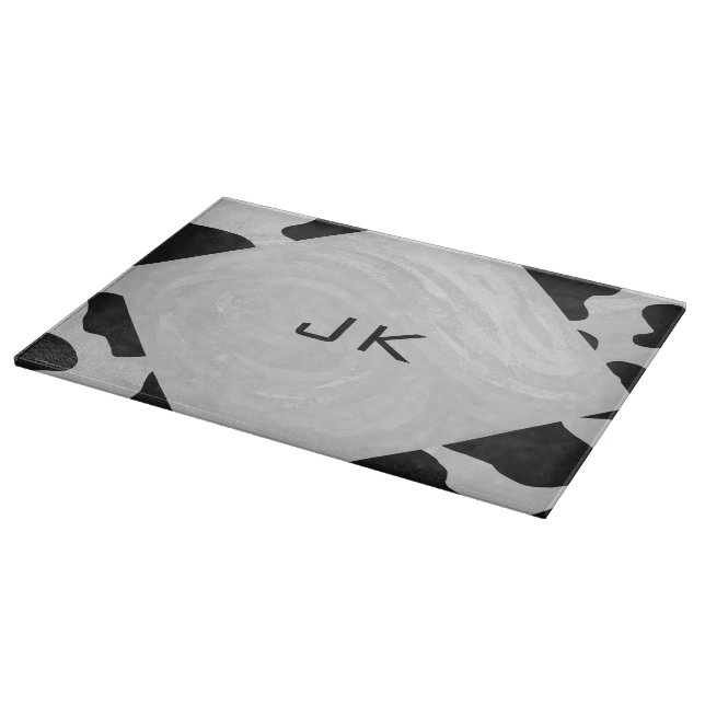 Monogram Cow Black and White Cutting Board (Corner)