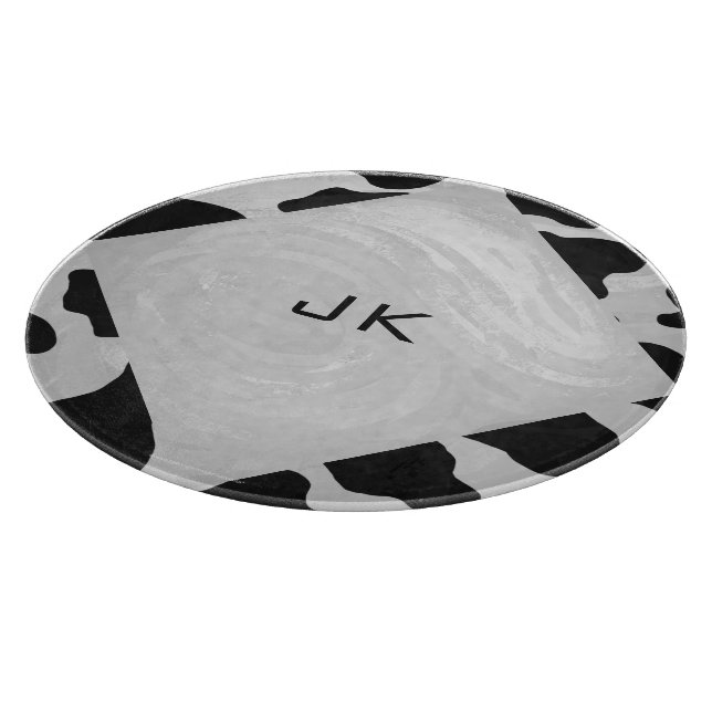 Monogram Cow Black and White Cutting Board (Corner)
