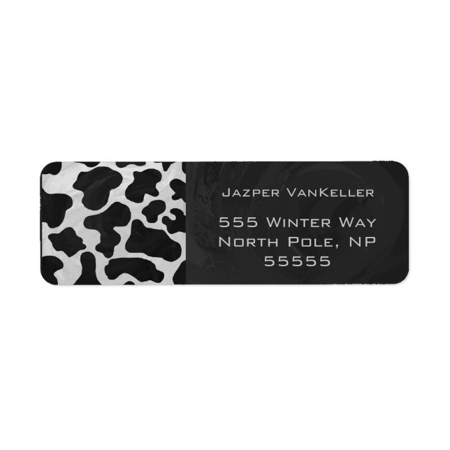 Monogram Cow Black and White Return Address Label (Front)