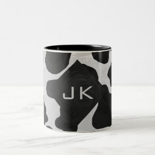 Monogram Cow Black and White Two-Tone Coffee Mug