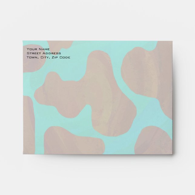 Monogram Cow Brown and Teal Print Envelope (Front)