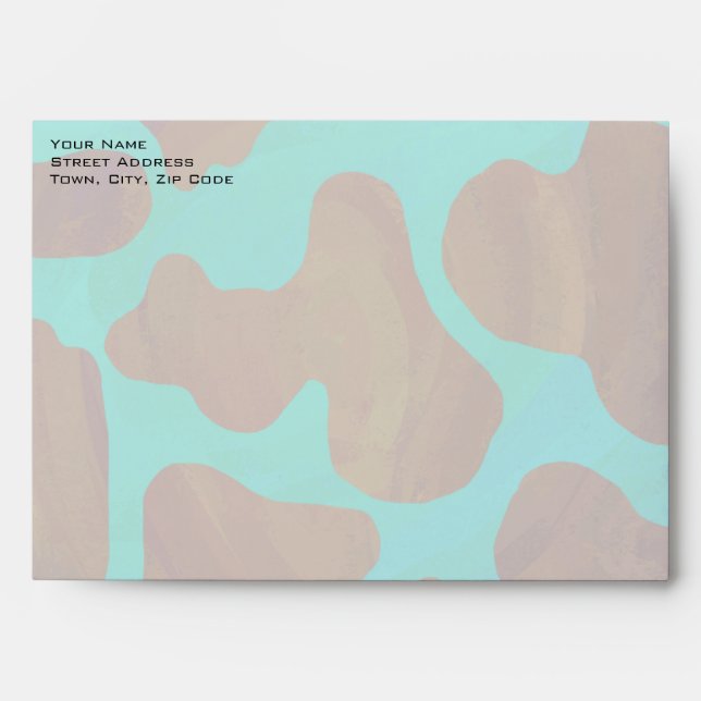 Monogram Cow Brown and Teal Print Envelopes (Front)