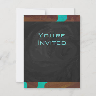 Monogram Cow Brown and Teal Print Invitation