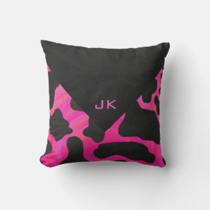 Monogram Cow Hot Pink and Black Print Cushion