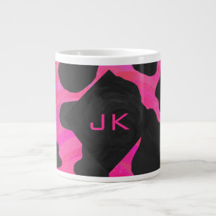 Monogram Cow Hot Pink and Black Print Large Coffee Mug