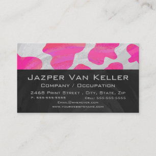 Monogram Cow Hot Pink and White Print Business Card
