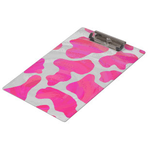 Monogram Cow Hot Pink and White Print Clipboard