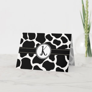 Monogram Cow Spots All Ocassion Thank You Note