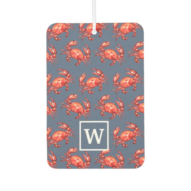 Monogram Crab Pattern Navy Blue Car Air Freshener (Front)