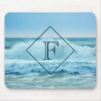 Monogram Crashing Waves Blue Ocean Beach Photo