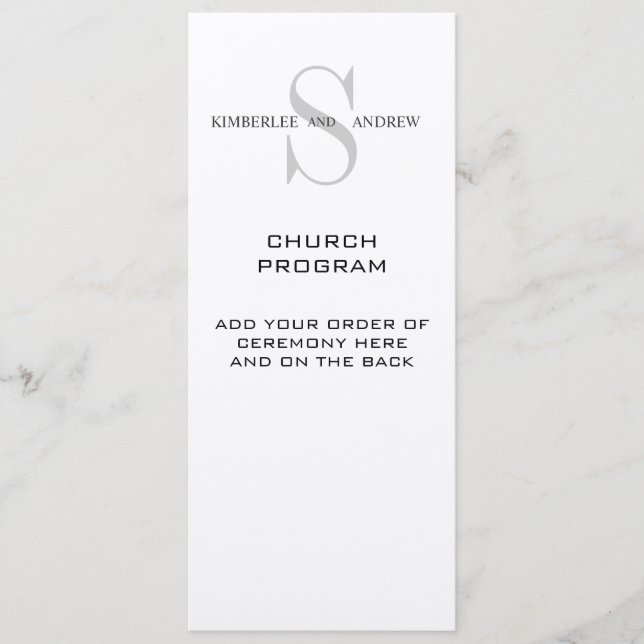 Monogram Cream Wedding Program (Front)