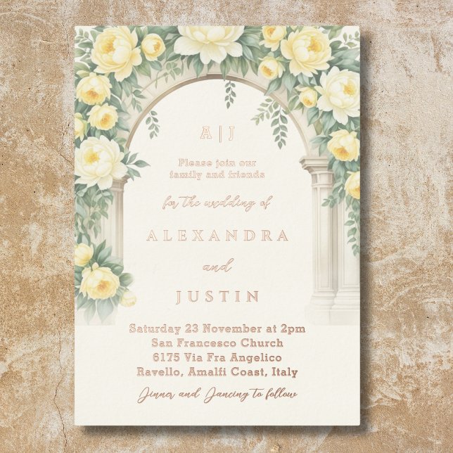 Monogram Cream Yellow Floral Arch Wedding  (Creator Uploaded)