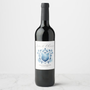 Monogram Crest Custom Wine Bottle Labels