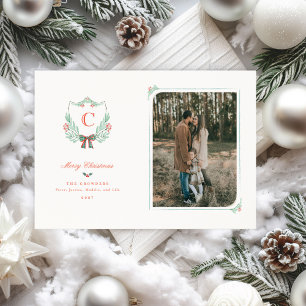 Monogram Crest Holiday Photo Card