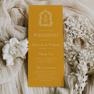 Monogram Crest Marigold Yellow Wedding Program