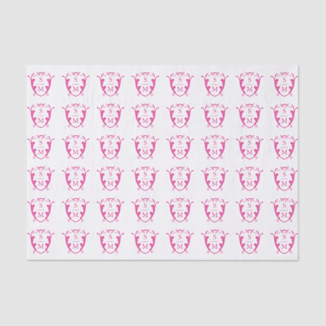 Monogram Crest Tissue Paper Magenta (Front)