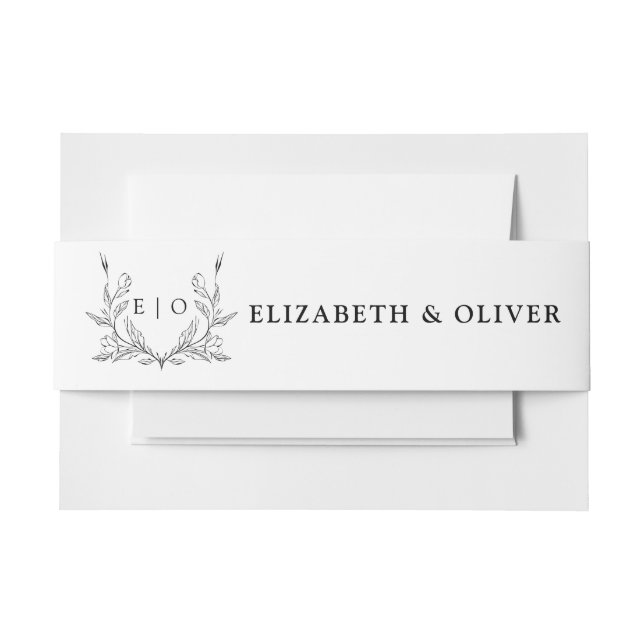 Monogram Crest Wedding Invitation Belly Band (Front Example)