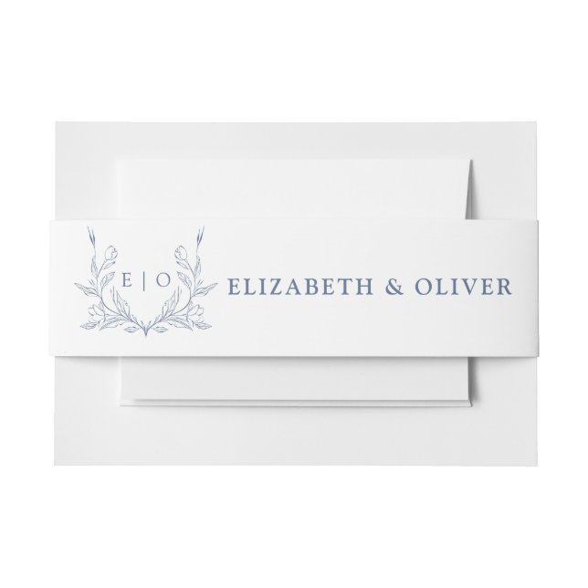 Monogram Crest Wedding Invitation Belly Band (Front Example)