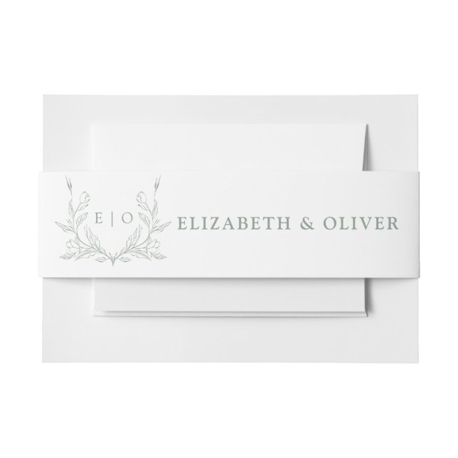 Monogram Crest Wedding Invitation Belly Band (Front Example)