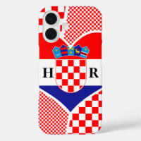 Monogram Croatia Flag Heart Checkers