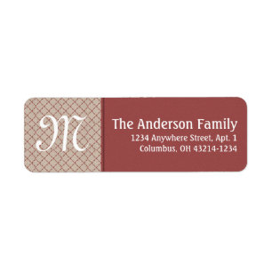 Monogram Cross X Pattern Return Address Label