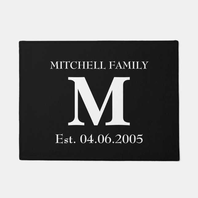 Monogram custom add your name initial wedding doormat (Front)