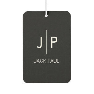 Monogram custom black white stylish modern classic car air freshener