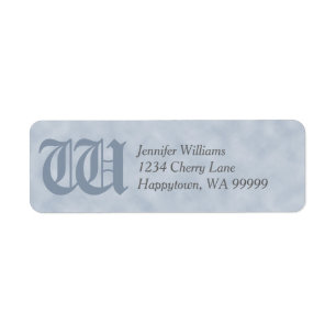 Monogram Custom Blue=Grey Parchment Return Address Label