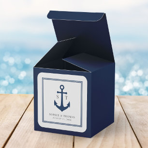 Monogram Custom Border and Anchor Colour Nautical Square Sticker